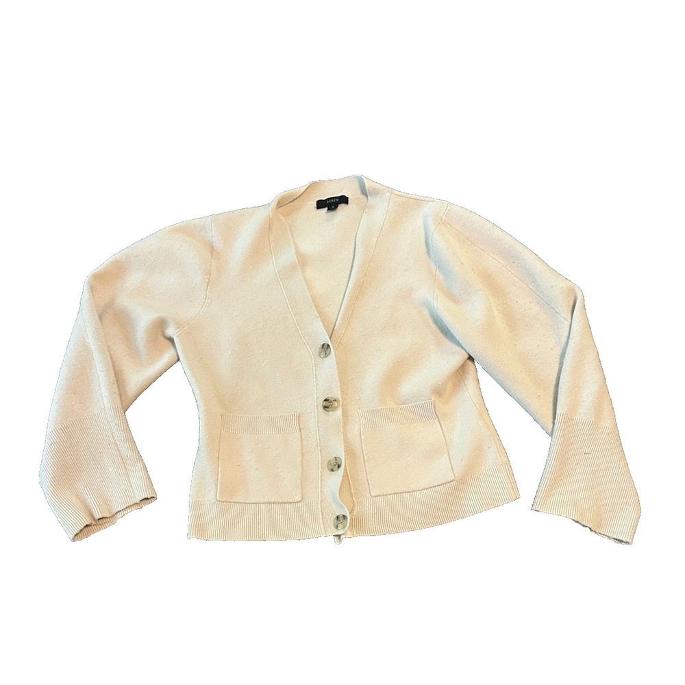 J Crew Merino Wool Blend Womens Cardigan Sweater S Cream Academia Minimalist